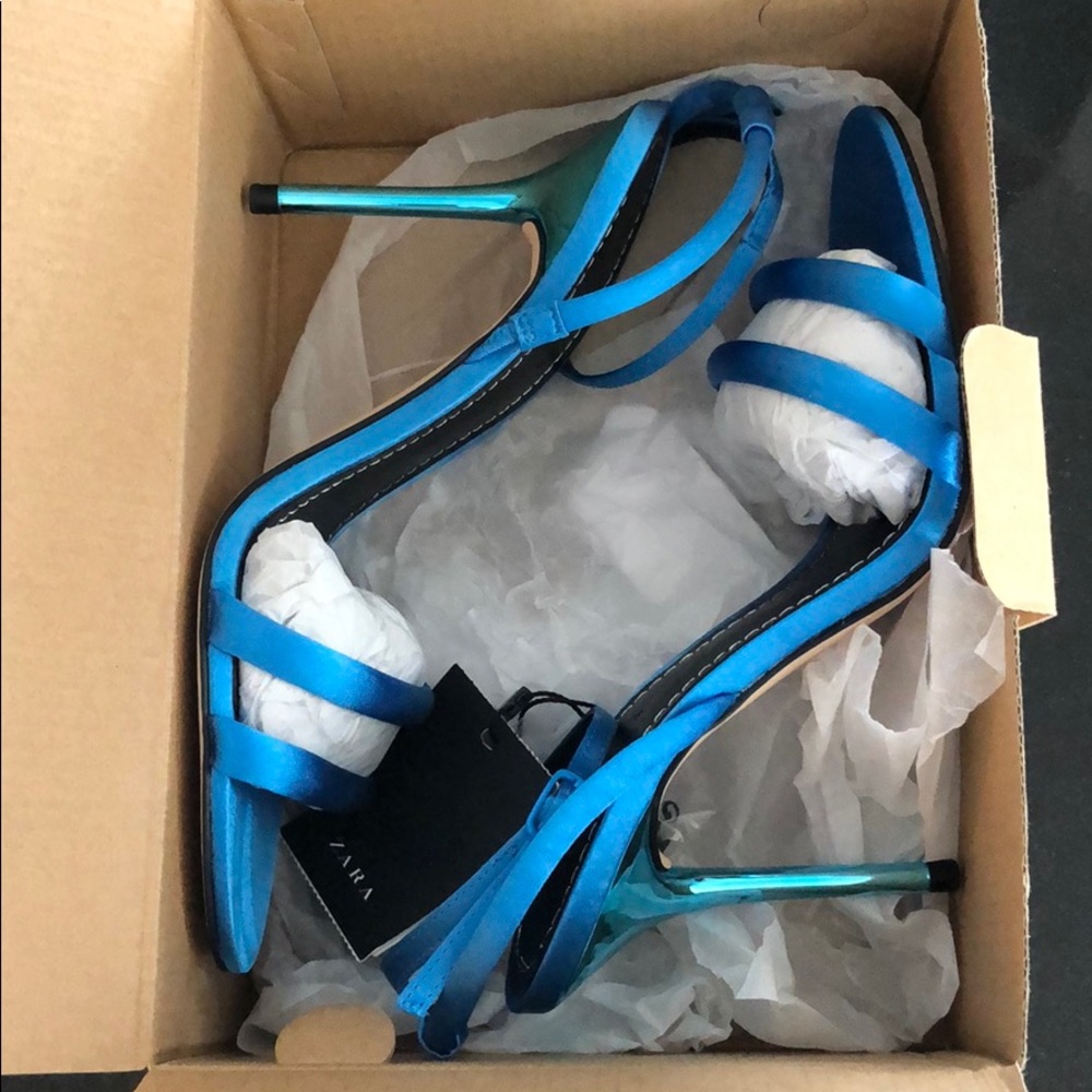 ZARA electric blue sandal stiletto heels
